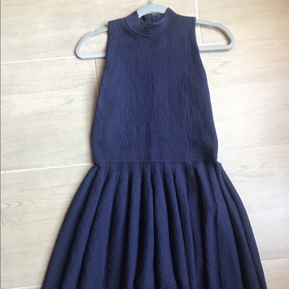 Rachel Roy navy jacquard sleeveless sweater dress